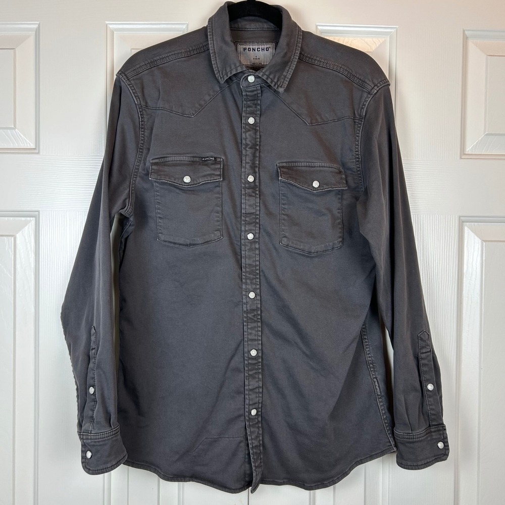 Poncho Slim Fit Western Pearl Snap Button Up Shirt